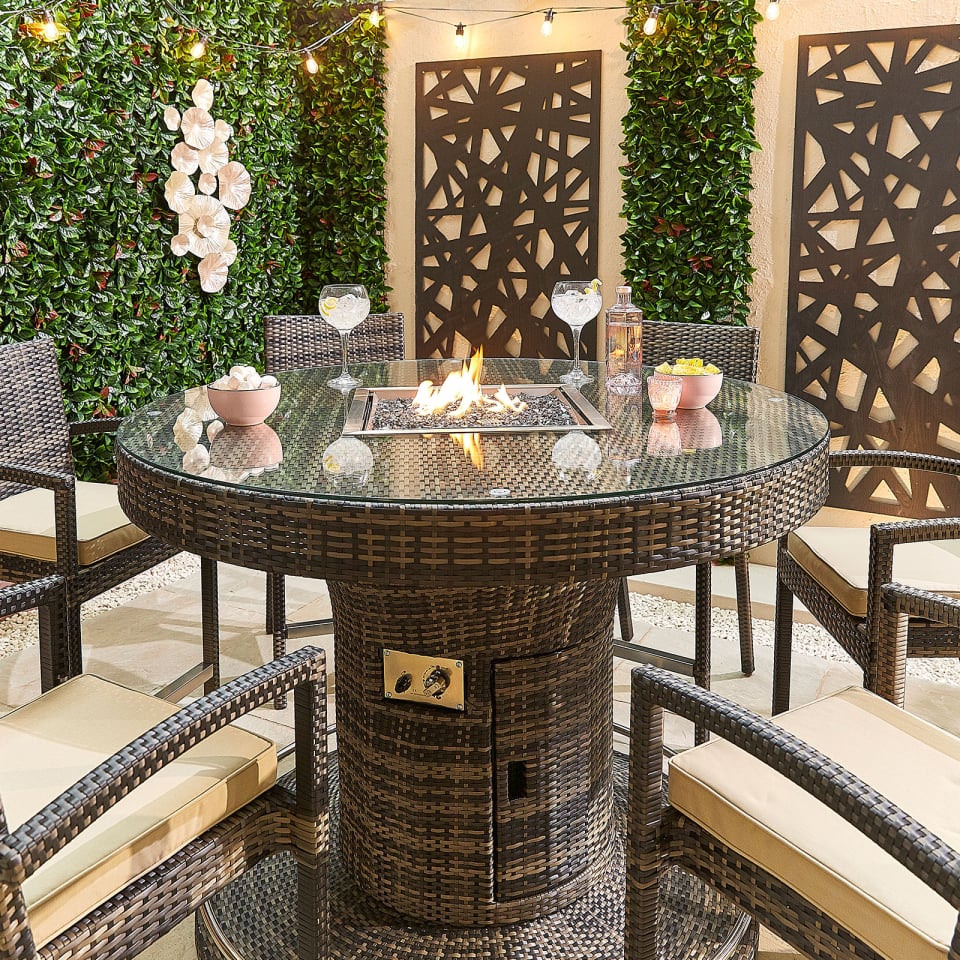 Round Rattan Bar Set Henley 6 Seat Rattan Bar Set
