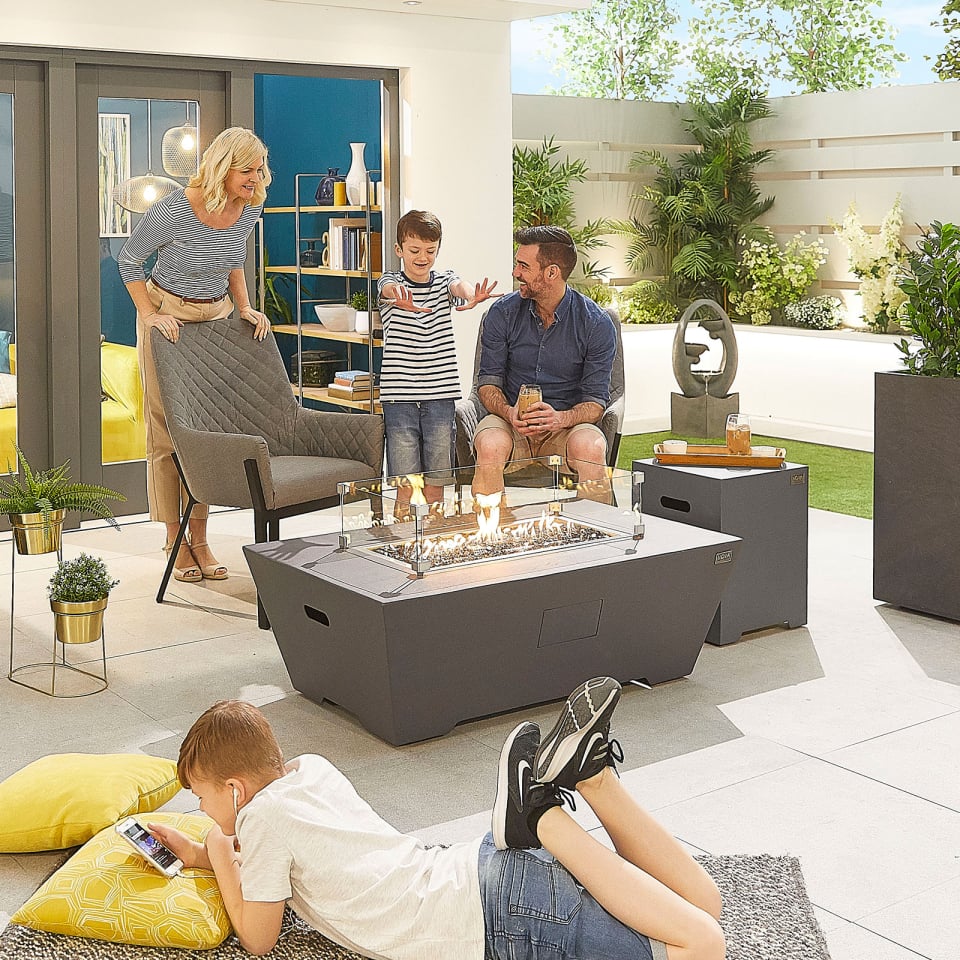 Neptune Aluminium Rectangular Firepit Coffee Table